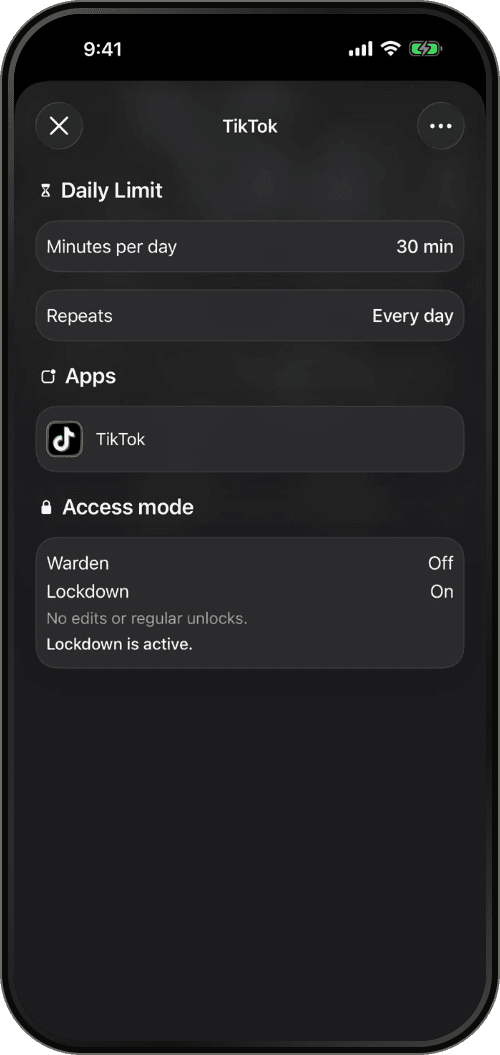 A TikTok daily limit with Lockdown turned on
