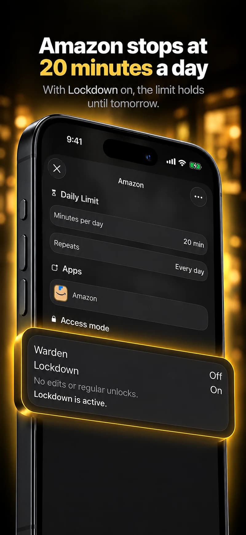 Warden: amazon stops at 20 minutes a day