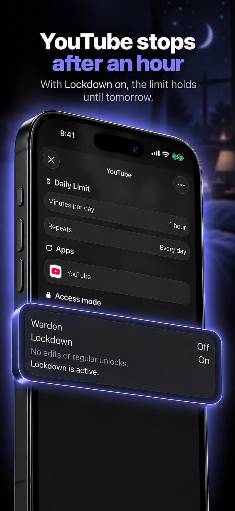 Warden: youtube stops after an hour