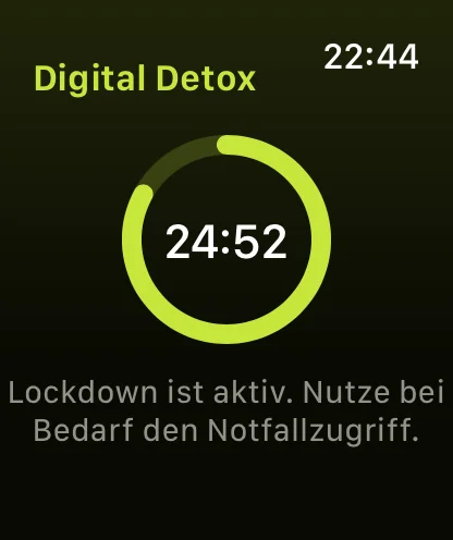 Ein Lockdown-Detox auf der Apple Watch, das nicht vorzeitig beendet werden kann