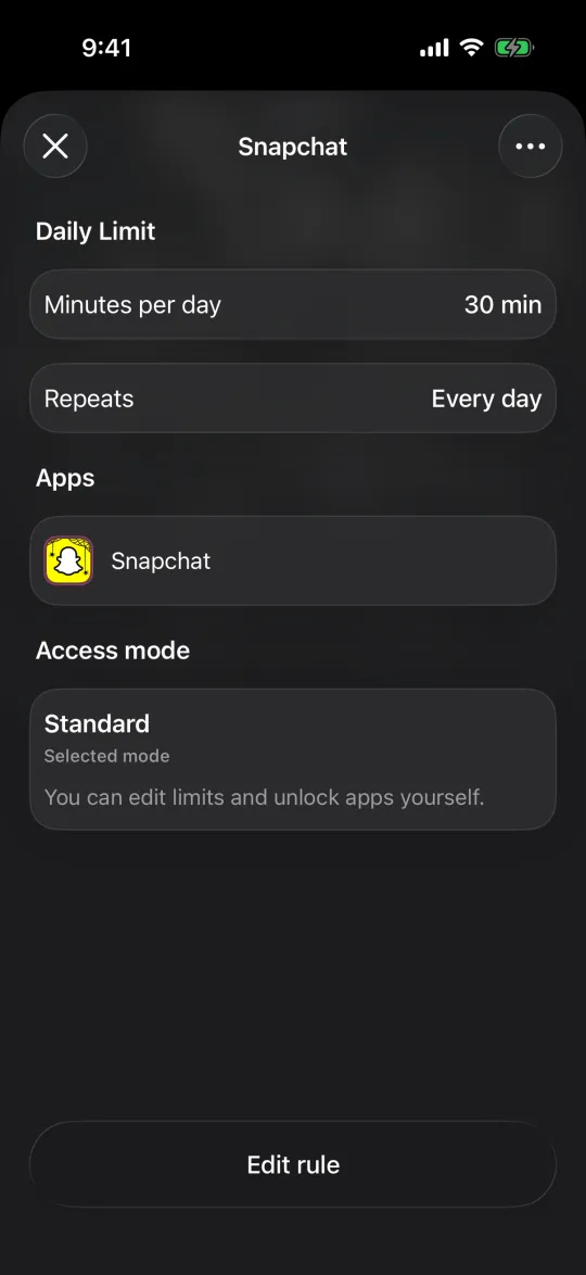 A Warden daily limit for Snapchat