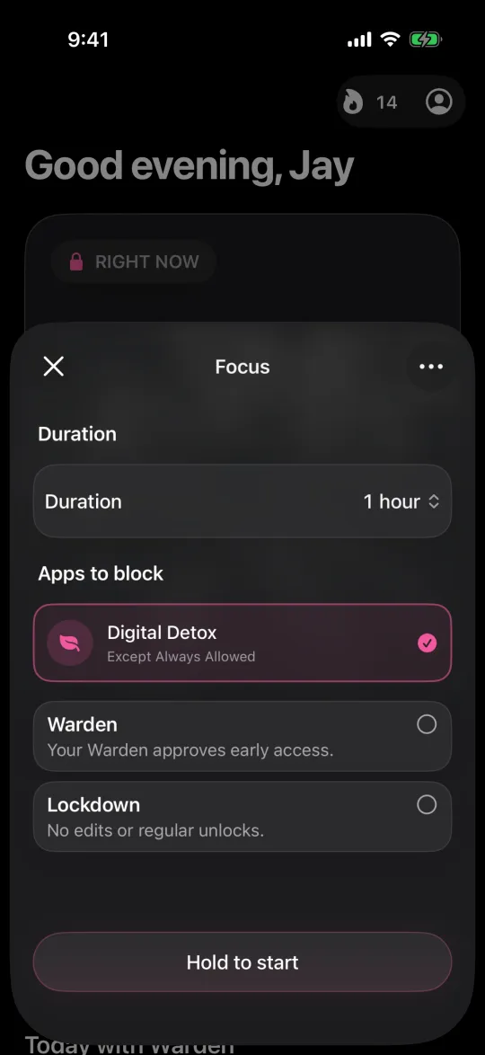 Starting a digital detox on iPhone that blocks every app except Always Allowed