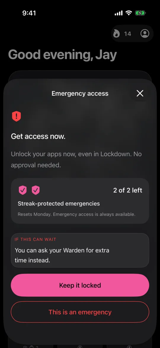 Emergency access, which unlocks apps even in Lockdown