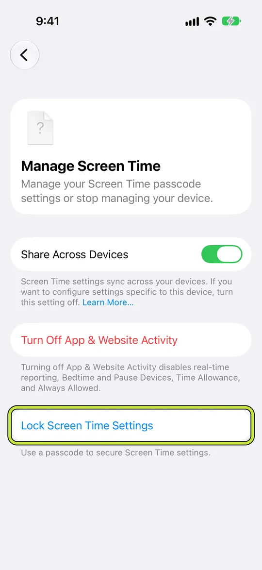 Manage Screen Time with Lock Screen Time Settings outlined