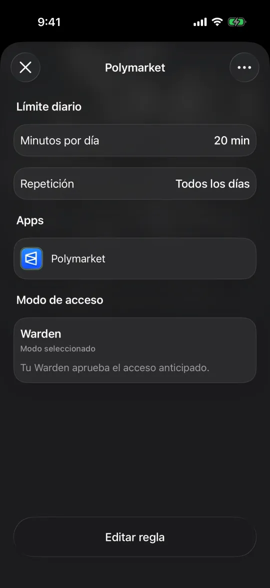 Un límite diario de Warden para Polymarket