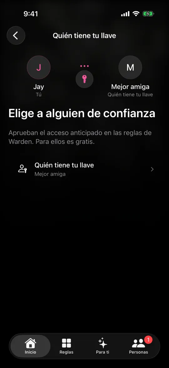 Elegir a alguien de confianza como tu Warden