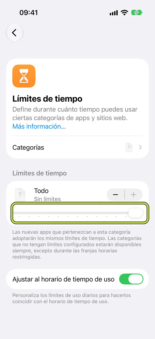 Límites de tiempo con el regulador de Todo abierto