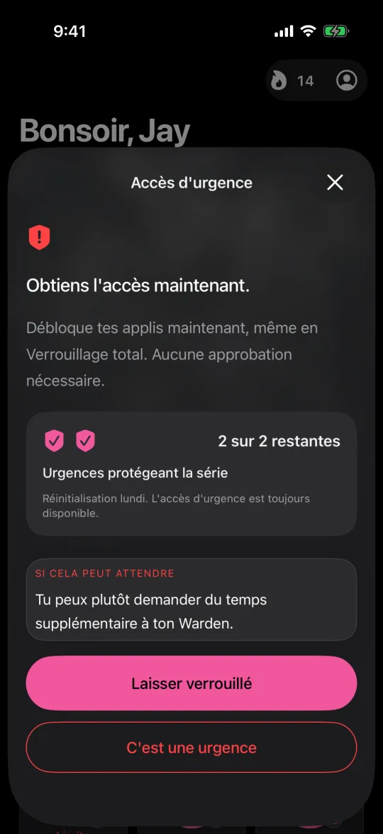 L’accès d’urgence, qui déverrouille les apps même en Verrouillage total