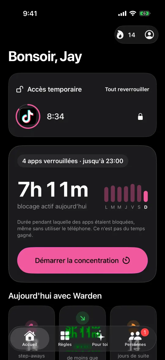 Un accès temporaire à TikTok en compte à rebours dans Accueil