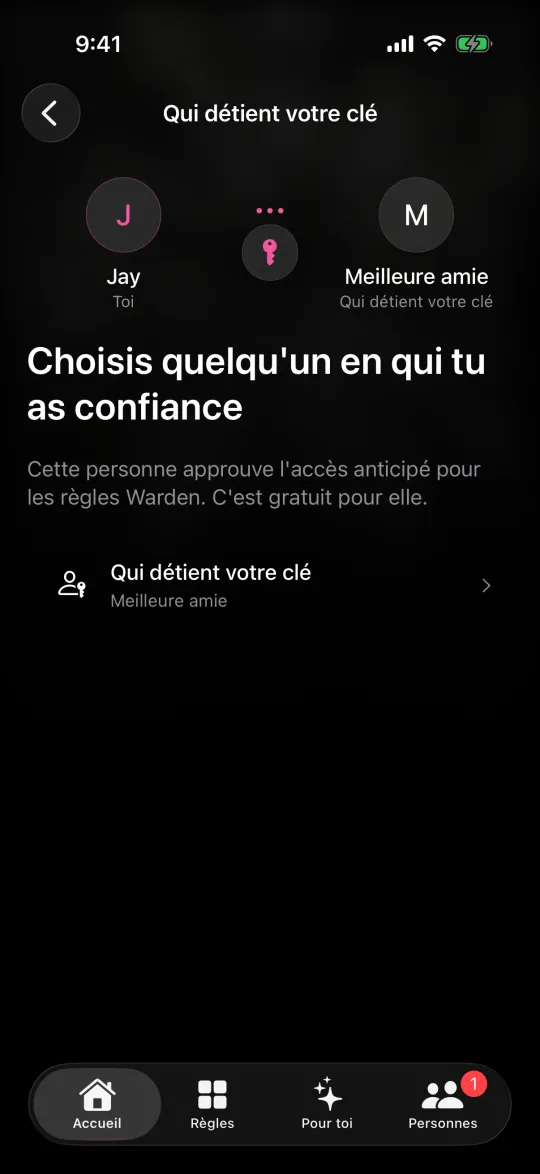 Choisir une personne de confiance comme Warden