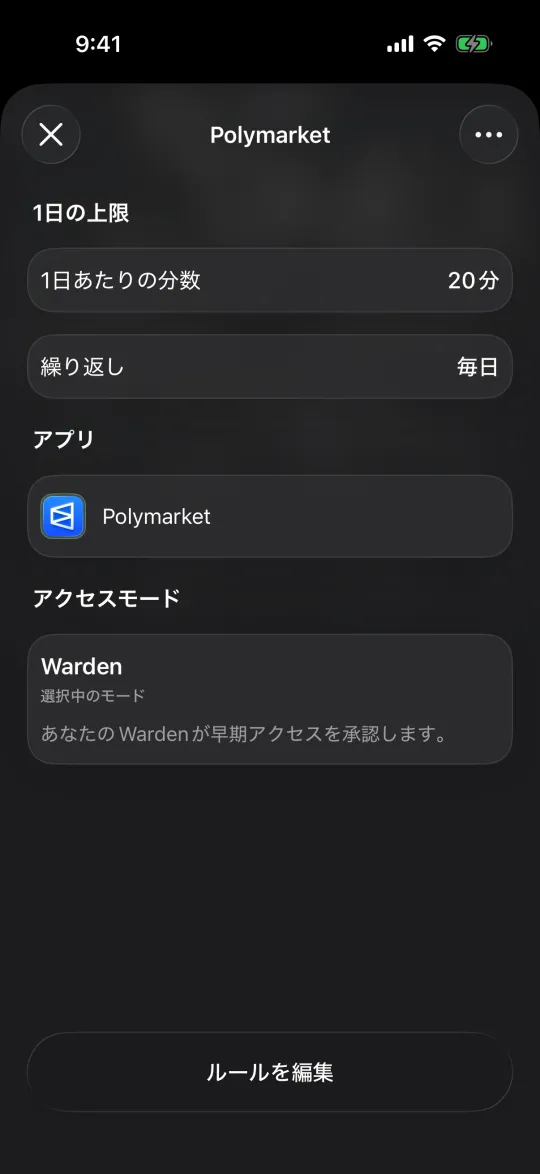 Polymarketに設定したWardenの1日の上限